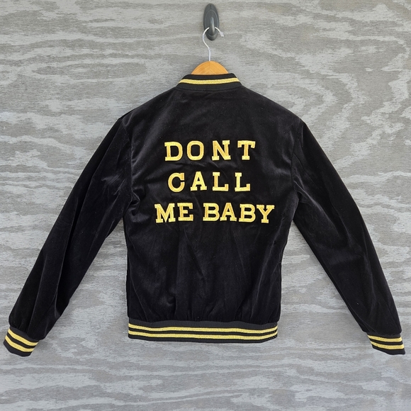 Zara Men S Black Velvet Rebellious Varsity Style Bomber Jacket Customized Rocker - Picture 3 of 8